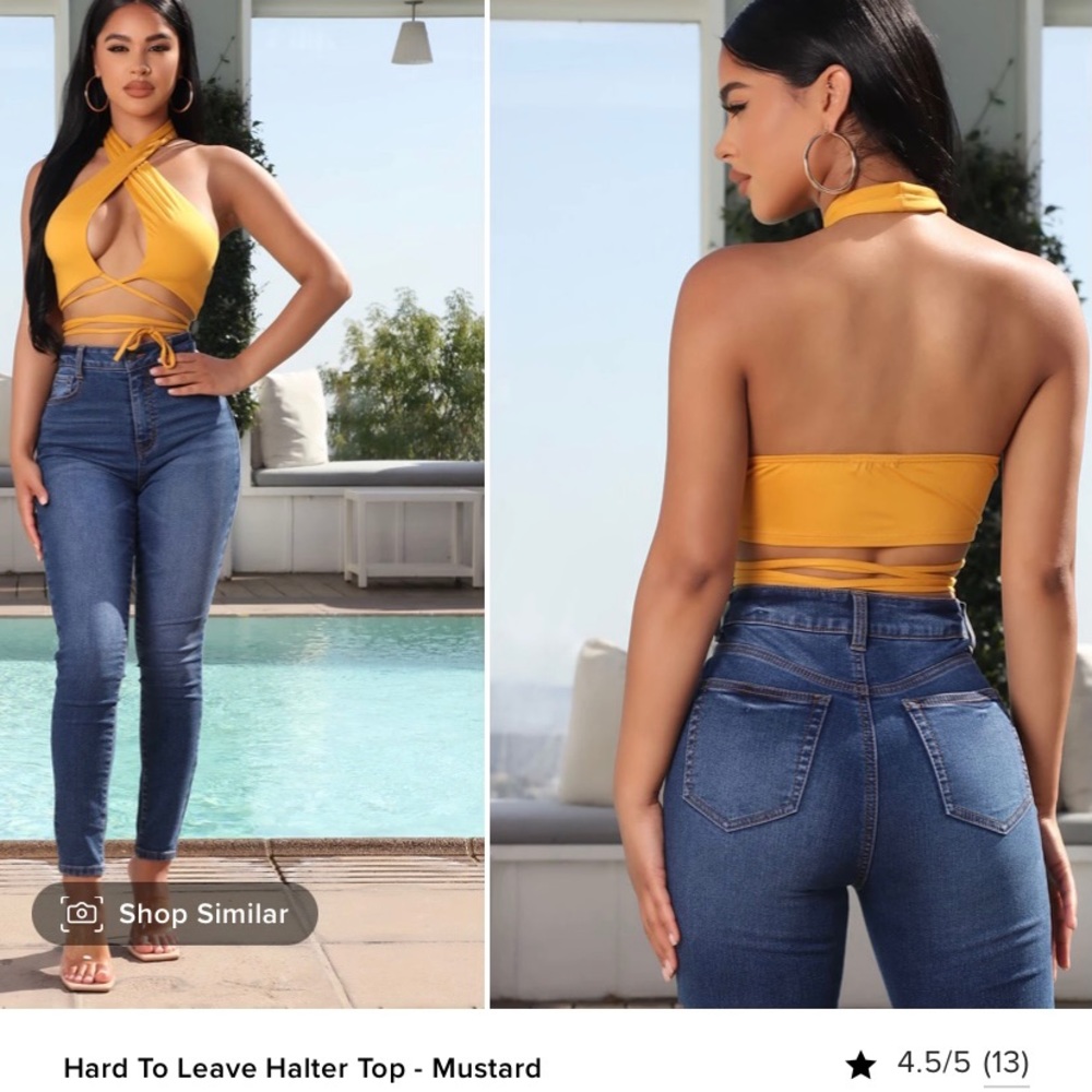 NEW Hard To Leave Halter Top: Mustard
